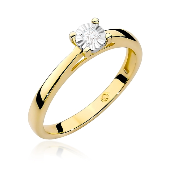 Pierścionek Diament Laboratoryjny 0,08ct złoto 375