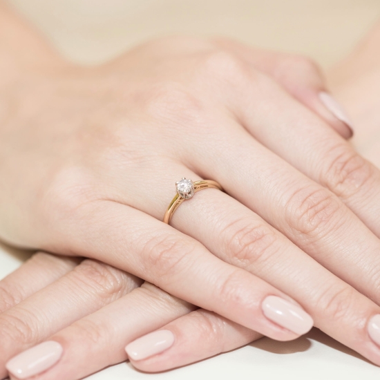 Pierścionek Diament Laboratoryjny 0,15ct złoto 375