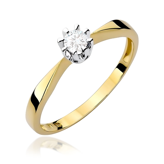 Pierścionek Diament Laboratoryjny 0,15ct złoto 375
