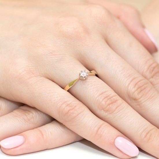 Pierścionek Diament Laboratoryjny 0,15ct złoto 375