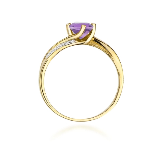 Złoty pierścionek Ametyst 0,50 ct Diamenty nat.