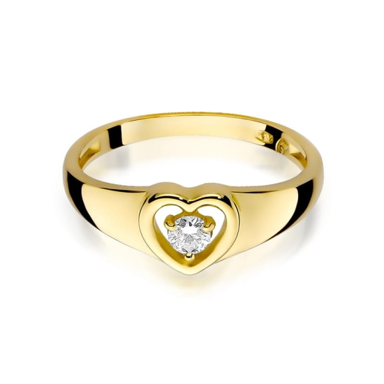 Pierścionek złoty serce Diament 0,10ct