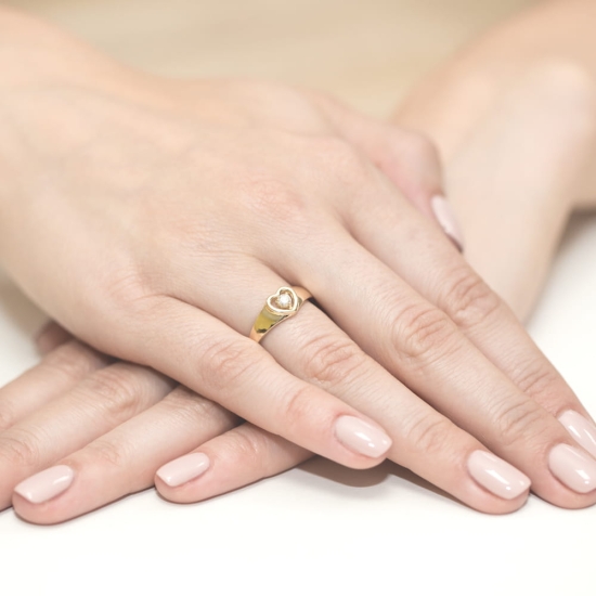 Pierścionek złoty serce Diament 0,10ct