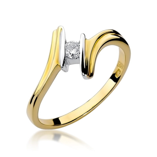 Pierścionek Diament 0,08ct żółte złoto