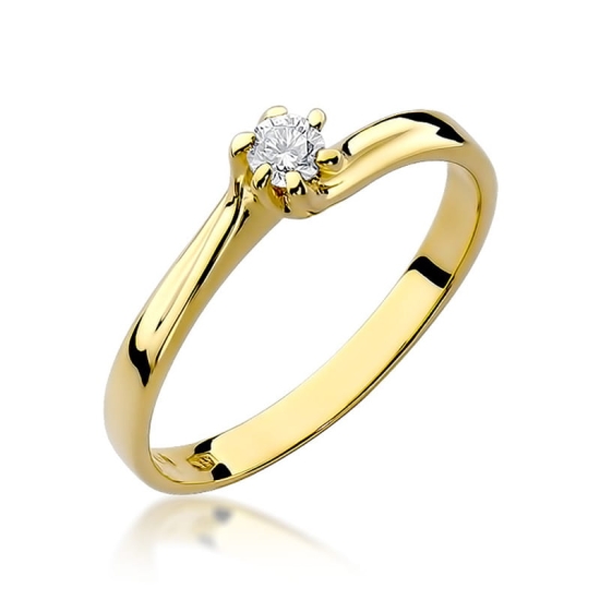 Pierścionek Diament 0,10ct żółte złoto