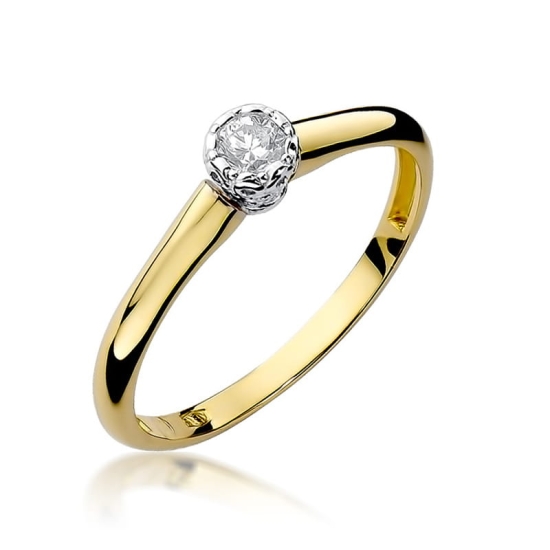 Pierścionek Diament 0,13ct żółte złoto