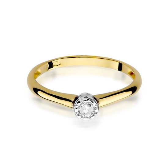 Pierścionek Diament 0,13ct żółte złoto