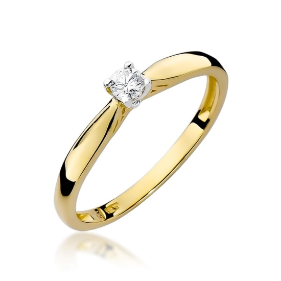 Pierścionek Diament 0,10ct żółte złoto