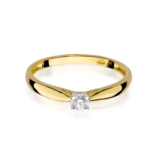 Pierścionek Diament 0,10ct żółte złoto