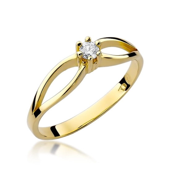 Pierścionek Diament 0,10ct żółte złoto