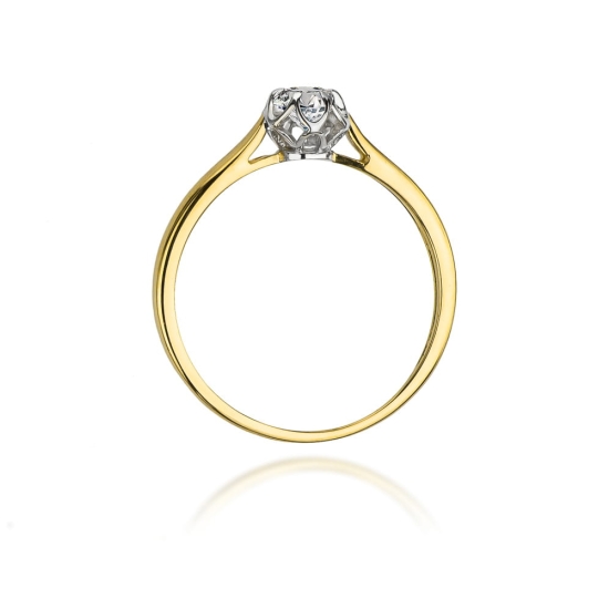 Pierścionek Diament 0,15ct żółte złoto