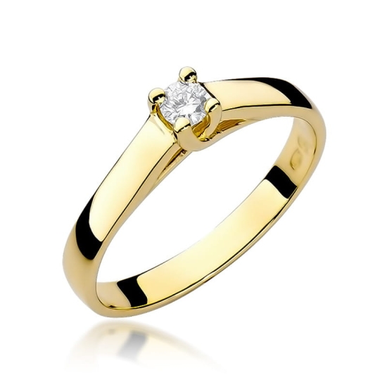 Pierścionek Diament 0,10ct żółte złoto