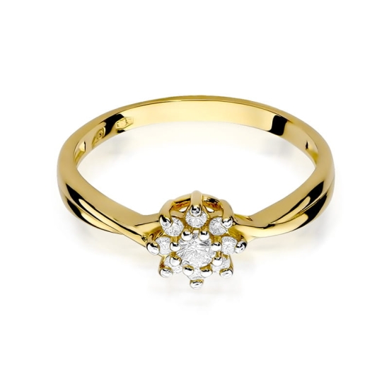 Pierścionek Diament 0,10ct żółte złoto