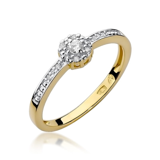 Pierścionek Diament 0,04ct żółte złoto