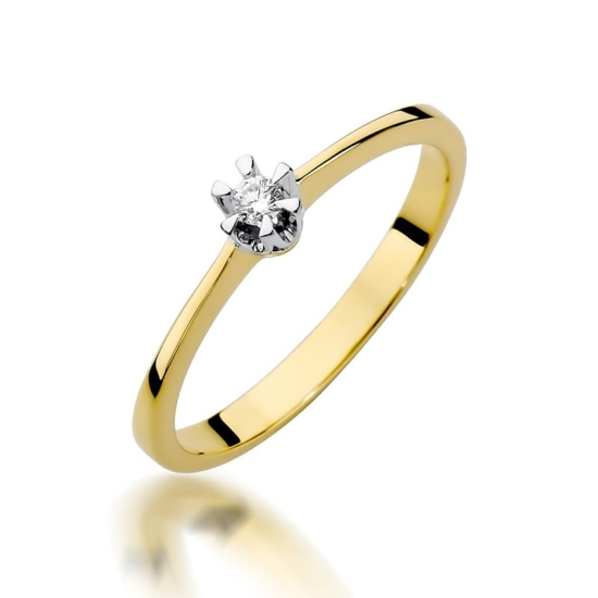 Pierścionek Diament 0,04ct żółte złoto