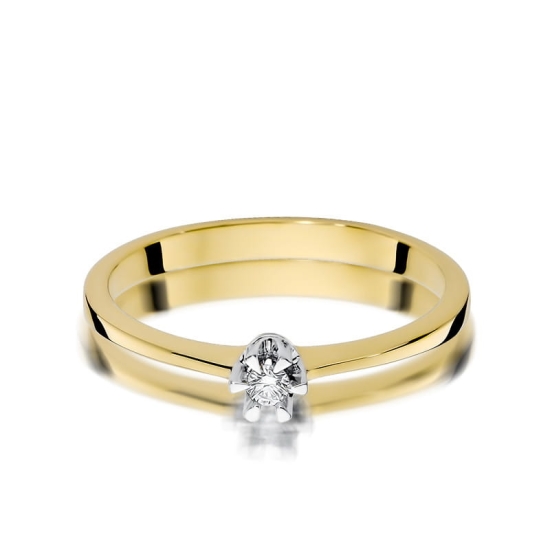 Pierścionek Diament 0,04ct żółte złoto