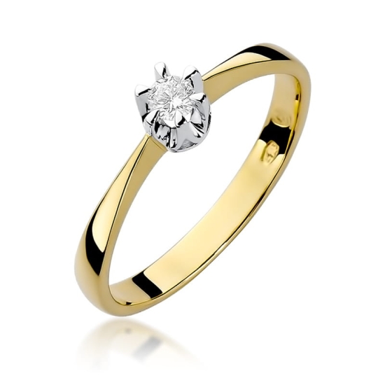 Pierścionek Diament 0,10ct żółte złoto