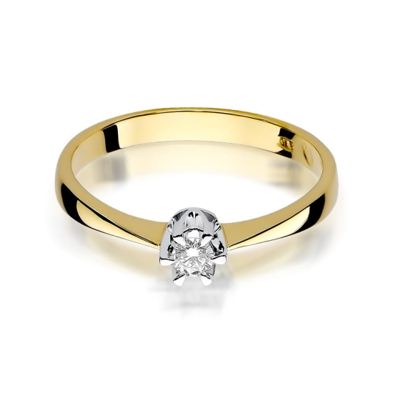 Pierścionek Diament 0,10ct żółte złoto