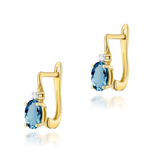 Kolczyki Topaz London Blue 2 x 0,50ct żółte złoto