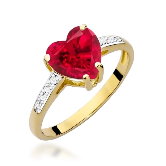 Pierścionek Rubin 1,70ct żółte złoto Serce