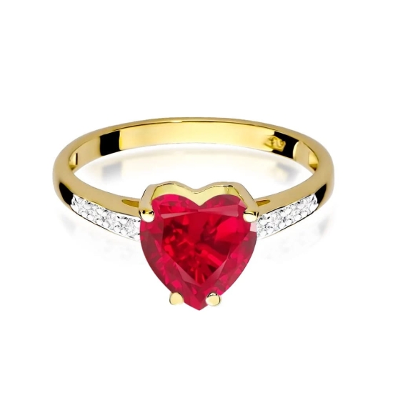 Pierścionek Rubin 1,70ct żółte złoto Serce