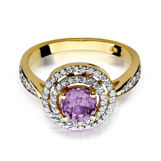 Pierścionek Ametyst 0,90ct żółte złoto