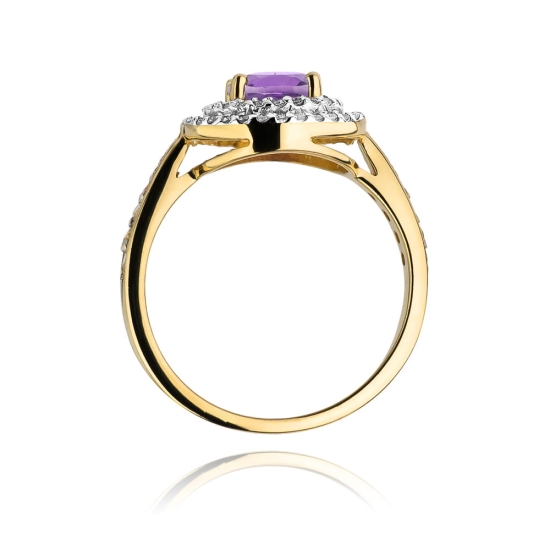 Pierścionek Ametyst 0,90ct żółte złoto