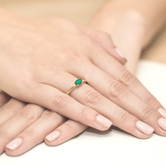 Pierścionek Szmaragd 0,40ct żółte złoto