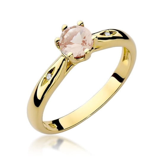 Pierścionek W074 Morganit 0,40ct żółte złoto