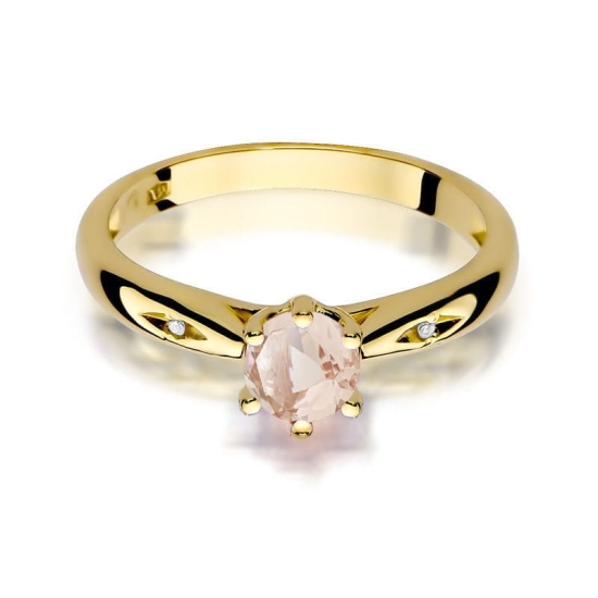 Pierścionek W074 Morganit 0,40ct żółte złoto