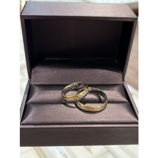 Obrączki dwukolorowe diamentowane półokrągłe OE-192