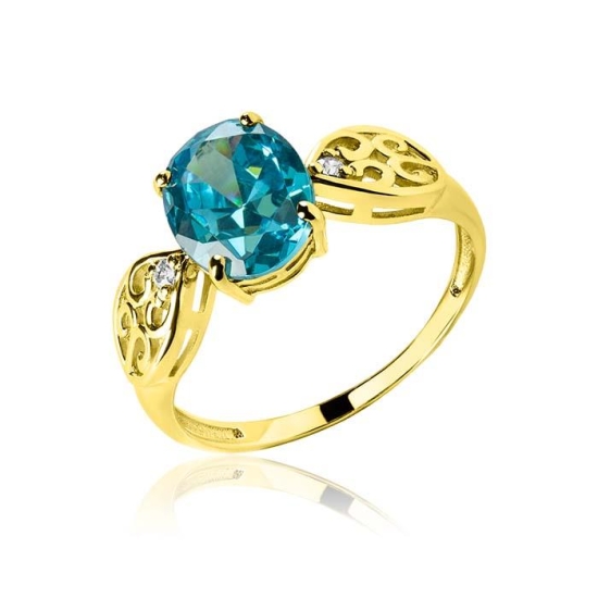 Złoty pierścionek Topaz Blue