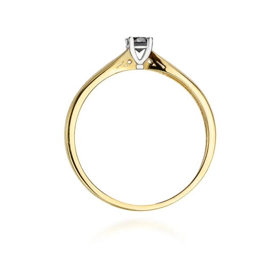 Pierścionek z Czarnym Diamentem 0,12ct złoto
